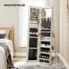 SONGMICS Armoire à Bijoux Avec Miroir Sur Pieds, Verrouillable, Avec 6 LED, Rangement Bijoux Pivotant à 360°, Miroir Psyché Sans Cadre, 3 Étagères De Rangement, Blanc JJC007W01 - Blanc 2 SONGMICS Armoire à Bijoux Avec Miroir Sur Pieds, Verrouillable, Avec 6 LED, Rangement Bijoux Pivotant à 360°, Miroir Psyché Sans Cadre, 3 Étagères De Rangement, Blanc JJC007W01 - Blanc -SONGMICS Soldes 50200044 1