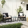 SONGMICS Salon De Jardin Extérieur, Ensemble De Mobilier, 3 Pièces, Surface Tressée En PE Résine, Pour Bistrot, Terrasse, Jardin, Balcon, Montage Facile, 2 Chaises Et 1 Table, Noir Et Beige GGF010M05 - Noir Et Beige -SONGMICS Soldes 50904729 1