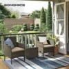 SONGMICS Salon De Jardin Extérieur, Ensemble De Mobilier, Surface Tressée En PE Résine, Table Et Chaises, Pour Terrasse, Jardin, Balcon, Marron Et Taupe GGF003K01 - Marron-Taupe -SONGMICS Soldes 50904747 1