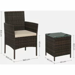 SONGMICS Salon De Jardin Extérieur, Ensemble De Mobilier, Surface Tressée En PE Résine, Table Et Chaises, Pour Terrasse, Jardin, Balcon, Marron Et Taupe GGF003K01 - Marron-Taupe -SONGMICS Soldes 50904747 5