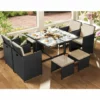 SONGMICS Salon De Jardin Extérieur, Ensemble De Mobilier, Table Et Chaises, 9 Pièces, Surface Tressée En PE Résine, Dessus De Table En Verre, Avec Coussins, Gain De Place, Noir Et Beige GGF009B02 - Noir Et Beige 1 SONGMICS Salon De Jardin Extérieur, Ensemble De Mobilier, Table Et Chaises, 9 Pièces, Surface Tressée En PE Résine, Dessus De Table En Verre, Avec Coussins, Gain De Place, Noir Et Beige GGF009B02 - Noir Et Beige -SONGMICS Soldes 50990173 1