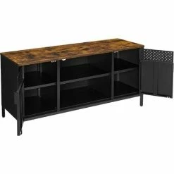 SONGMICS Meuble TV, Support De Télévision, Buffet Bas, Avec 3 étagères Réglables, Pour TV Jusqu'à 55 Pouces, Pour Salon, Chambre, Marron Rustique Et Noir LTS103B01 - Marron Rustique Et Noir -SONGMICS Soldes 51234620 3