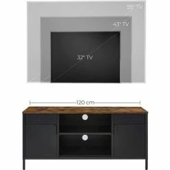 SONGMICS Meuble TV, Support De Télévision, Buffet Bas, Avec 3 étagères Réglables, Pour TV Jusqu'à 55 Pouces, Pour Salon, Chambre, Marron Rustique Et Noir LTS103B01 - Marron Rustique Et Noir -SONGMICS Soldes 51234620 4