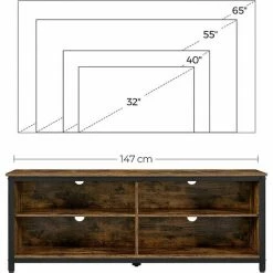 SONGMICS VASAGLE Meuble TV, Support Télé 4 Cubes, Rangement Pour Téléviseurs Jusqu'à 65 Pouces, Avec Étagères Réglables Et Ouvertures Pour Câbles, Style Industriel, Marron Rustique Et Noir LTV304B01 - Marron Rustique Et Noir -SONGMICS Soldes 51234621 4