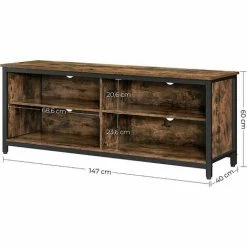 SONGMICS VASAGLE Meuble TV, Support Télé 4 Cubes, Rangement Pour Téléviseurs Jusqu'à 65 Pouces, Avec Étagères Réglables Et Ouvertures Pour Câbles, Style Industriel, Marron Rustique Et Noir LTV304B01 - Marron Rustique Et Noir -SONGMICS Soldes 51234621 5