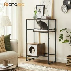 FEANDREA Arbre à Chat, Maison, Niche, Gain De Place, Marron Rustique Par SONGMICS PCT112X01 - Marron Rustique -SONGMICS Soldes 51279192 2