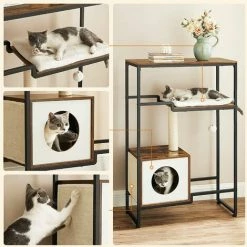 FEANDREA Arbre à Chat, Maison, Niche, Gain De Place, Marron Rustique Par SONGMICS PCT112X01 - Marron Rustique -SONGMICS Soldes 51279192 3