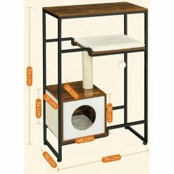 FEANDREA Arbre à Chat, Maison, Niche, Gain De Place, Marron Rustique Par SONGMICS PCT112X01 - Marron Rustique -SONGMICS Soldes 51279192 5