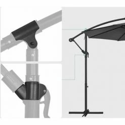 SONGMICS Parasol De Jardin Extérieur Déporté, Ombrelle, Avec Base, Protection Solaire, Ø 3 M, UPF 50+, Facile à Ouvrir Et à Fermer, Jardin Terrasse, Piscine, Gris GPU116G01 - Gris -SONGMICS Soldes 51607486 4