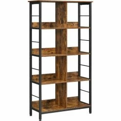 VASAGLE Bibliothèque 8 Ompartiments, Étagère Livres, Meuble De Rangement Ouvert, Pour Bureau, Salon, Chambre, 80 X 33 X 149 Cm, Style Industriel, Marron Rustique Et Noir Par SONGMICS LLS105B01 - Marron Rustique Et Noir