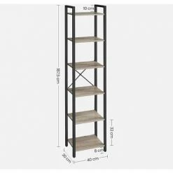 VASAGLE Bibliothèque 6 Niveaux, Étagère Livres, Meuble De Rangement Ouvert, Pour Bureau, Salon, Chambre, 40 X 30 X 187,5 Cm, Grège Et Noir Par SONGMICS LLS101B02 - Grège Et Noir -SONGMICS Soldes 52725876 5
