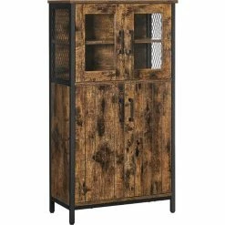 VASAGLE Meuble De Rangement, Buffet, Placard, Armoire, Étagères Réglable, Meuble De Salle De Bain, Cadre En Acier, Pour Salon, Cuisine, Style Industriel, Marron Rustique Et Noir Par SONGMICS LSC260B01 - Marron Rustique Et Noir