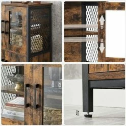 VASAGLE Meuble De Rangement, Buffet, Placard, Armoire, Étagères Réglable, Meuble De Salle De Bain, Cadre En Acier, Pour Salon, Cuisine, Style Industriel, Marron Rustique Et Noir Par SONGMICS LSC260B01 - Marron Rustique Et Noir -SONGMICS Soldes 52725877 4