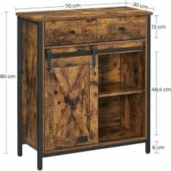 VASAGLE Meuble De Rangement, Buffet, Placard De Cuisine, Commode, Avec Porte Coulissante Imitation Grange, Style Industriel, Marron Rustique Et Noir Par SONGMICS LSC100B01 - Marron Rustique Et Noir 11 VASAGLE Meuble De Rangement, Buffet, Placard De Cuisine, Commode, Avec Porte Coulissante Imitation Grange, Style Industriel, Marron Rustique Et Noir Par SONGMICS LSC100B01 - Marron Rustique Et Noir -SONGMICS Soldes 52781008 5
