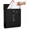 SONGMICS Boîte Aux Lettres Murale, Avec Serrure Avec Cache, Fenêtres De Visualisation, Emplacement Pour Nom, Rouleau Pour Journaux, Facile à Installer, Noir GMB020B02 -SONGMICS Soldes 52933683 1
