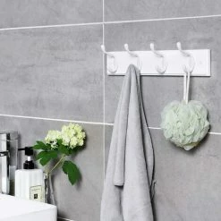 SONGMICS Porte-manteau Mural, Portant à Vêtement Avec 4 Crochets, Pour Chapeaux, écharpes, Parapluies, Clés, Pour Entrée, Salle De Bain, Blanc LHR23WT - Blanc -SONGMICS Soldes 53062683 3