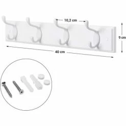 SONGMICS Porte-manteau Mural, Portant à Vêtement Avec 4 Crochets, Pour Chapeaux, écharpes, Parapluies, Clés, Pour Entrée, Salle De Bain, Blanc LHR23WT - Blanc -SONGMICS Soldes 53062683 5