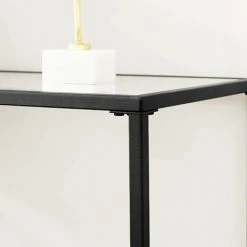 SONGMICS VASAGLE Table Console, Table D’entrée, Bout De Canapé, Dessus De Table En Verre Trempé, Cadre Métallique, Robuste, Pieds Réglables, Pour Salon, Entrée, Couloir, Noir LGT026B01 -SONGMICS Soldes 53082273 4
