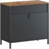SONGMICS Meuble De Rangement, Buffet, Double Porte Aimantée, Avec étagère Réglable, Pour Salle à Manger, Salon, Cuisine, Entrée, Cadre En Acier, Style Industriel, Marron Rustique Et Noir LSC102B01 - Marron Rustique Et Noir -SONGMICS Soldes 53100512 1