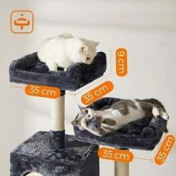 FEANDREA Arbre à Chat, Stable, 2 Niches, Hauteur 143 Cm, Gris Foncé Par SONGMICS PCT15GYZ - Gris Foncé -SONGMICS Soldes 53312290 4
