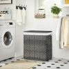 SONGMICS Panier à Linge Tissé à La Main, 110L Corbeille à Linge Artisanale, En Rotin Synthétique, 2 Compartiments, Avec Couvercle Et Poignées, Pliable, Doublure Amovible, Gris LCB52WG -SONGMICS Soldes 53437675 1