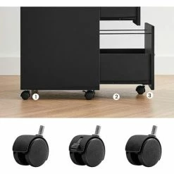 VASAGLE Caisson De Bureau Mobile, Avec Serrure, 2 Tiroirs, Système De Blocage Des Roulettes, Rails De Suspension Réglables, Noir Par SONGMICS LCD27BKV1 - Noir -SONGMICS Soldes 53437677 4