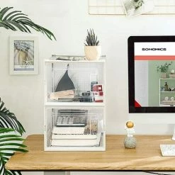 SONGMICS Boîtes à Chaussures, Lot De 18, Rangement Chaussures, Pliable, Pour Pointure Jusqu’à 46, Transparent Et Blanc LSP18MWT - Transparent Et Blanc -SONGMICS Soldes 53437682 4