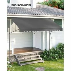 SONGMICS Store Banne Manuel, Store Extérieur Terrasse, Réglable En Hauteur, Avec Manivelle, Protection Solaire, Pour Balcon, Terrasse, Jardin, 300 X 130 Cm, Gris Anthracite GSA313G02 - Gris Anthracite