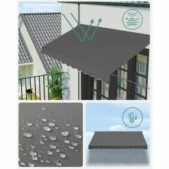SONGMICS Store Banne Manuel, Store Extérieur Terrasse, Réglable En Hauteur, Avec Manivelle, Protection Solaire, Pour Balcon, Terrasse, Jardin, 300 X 130 Cm, Gris Anthracite GSA313G02 - Gris Anthracite -SONGMICS Soldes 53524110 3