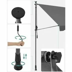 SONGMICS Store Banne Manuel, Store Extérieur Terrasse, Réglable En Hauteur, Avec Manivelle, Protection Solaire, Pour Balcon, Terrasse, Jardin, 300 X 130 Cm, Gris Anthracite GSA313G02 - Gris Anthracite -SONGMICS Soldes 53524110 4