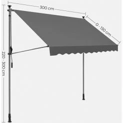 SONGMICS Store Banne Manuel, Store Extérieur Terrasse, Réglable En Hauteur, Avec Manivelle, Protection Solaire, Pour Balcon, Terrasse, Jardin, 300 X 130 Cm, Gris Anthracite GSA313G02 - Gris Anthracite -SONGMICS Soldes 53524110 5