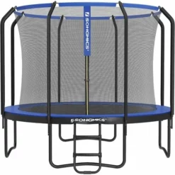 SONGMICS Soldes 43 SONGMICS Trampoline De 305 Cm, TÜV Rheinland GS Certifica,Trampoline De Jardin Rond, Avec Filet De Sécurité Intérieur, Échelle, Poteaux Recouvert De Mousse, Pour Enfants Et Adultes, Bleu Foncé STR103Q01 - Bleu Foncé