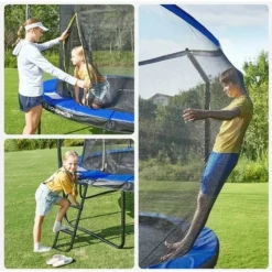 SONGMICS Trampoline De 305 Cm, TÜV Rheinland GS Certifica,Trampoline De Jardin Rond, Avec Filet De Sécurité Intérieur, Échelle, Poteaux Recouvert De Mousse, Pour Enfants Et Adultes, Bleu Foncé STR103Q01 - Bleu Foncé -SONGMICS Soldes 53546792 3