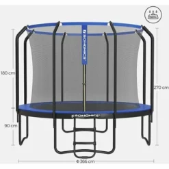 SONGMICS Trampoline De 305 Cm, TÜV Rheinland GS Certifica,Trampoline De Jardin Rond, Avec Filet De Sécurité Intérieur, Échelle, Poteaux Recouvert De Mousse, Pour Enfants Et Adultes, Bleu Foncé STR103Q01 - Bleu Foncé -SONGMICS Soldes 53546792 5