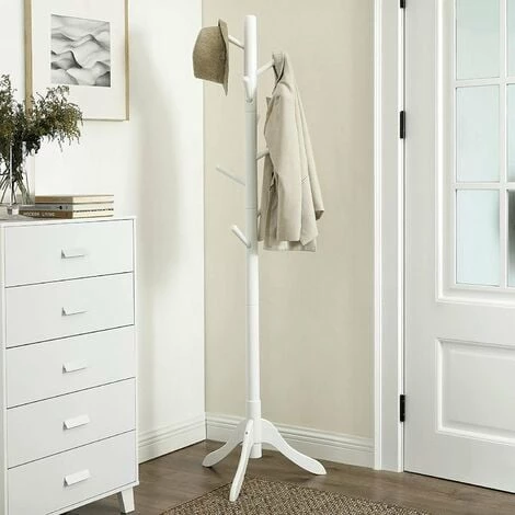 SONGMICS VASAGLE Portemanteau, Portant à Vêtements En Bois Massif, Support Sur Pieds Avec 8 Crochets, Pour Manteaux, Chapeaux, Sacs, Pour Entrée, Couloir, Bois D'Hévéa, Blanc RCR60WT - Blanc 4 SONGMICS VASAGLE Portemanteau, Portant à Vêtements En Bois Massif, Support Sur Pieds Avec 8 Crochets, Pour Manteaux, Chapeaux, Sacs, Pour Entrée, Couloir, Bois D'Hévéa, Blanc RCR60WT - Blanc -SONGMICS Soldes 53602106 1