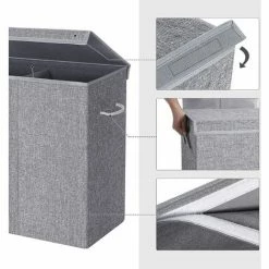 SONGMICS Panier à Linge De 142L, Corbeille à Linge En Tissu De Lin, Séparateur Des Vêtements Avec Couvercle Magnétique Et Poignées, Pliable, Sac Interne Amovible, Gris LCB02G - Gris 10 SONGMICS Panier à Linge De 142L, Corbeille à Linge En Tissu De Lin, Séparateur Des Vêtements Avec Couvercle Magnétique Et Poignées, Pliable, Sac Interne Amovible, Gris LCB02G - Gris -SONGMICS Soldes 53602107 4