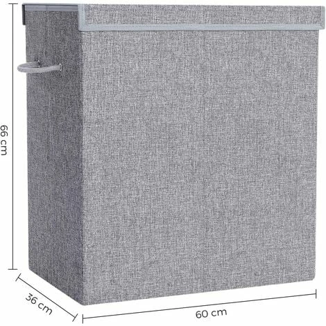SONGMICS Panier à Linge De 142L, Corbeille à Linge En Tissu De Lin, Séparateur Des Vêtements Avec Couvercle Magnétique Et Poignées, Pliable, Sac Interne Amovible, Gris LCB02G - Gris 7 SONGMICS Panier à Linge De 142L, Corbeille à Linge En Tissu De Lin, Séparateur Des Vêtements Avec Couvercle Magnétique Et Poignées, Pliable, Sac Interne Amovible, Gris LCB02G - Gris – Image 5