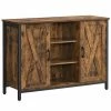 VASAGLE Buffet, Meuble De Rangement, Avec Placards Et étagères, Portes Façon Grange, Pour Salle à Manger, Cuisine, Salon, Couloir, Style Industriel, Marron Rustique Et Noir Par SONGMICS LSC098B01 - Marron Rustique Et Noir -SONGMICS Soldes 53602116 1