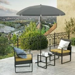 SONGMICS Parasol De Jardin Ø 2 M, Ombrelle, Protection UPF 50+, Inclinable, Portable, Résistant Au Vent, Baleines En Fibre De Verre, Avec Sac, Gris GPU065G01 - Gris -SONGMICS Soldes 54226583 2