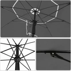 SONGMICS Parasol De Jardin Ø 2 M, Ombrelle, Protection UPF 50+, Inclinable, Portable, Résistant Au Vent, Baleines En Fibre De Verre, Avec Sac, Gris GPU065G01 - Gris -SONGMICS Soldes 54226583 4