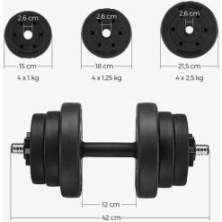 SONGMICS Kit Haltères Musculation, 20 Kg, Poids Réglable, Pour Hommes Et Femmes, Musculation, Prise De Masse, Fitness, 1 Paire, Noir SYL20HV1 - Noir -SONGMICS Soldes 54470519 5