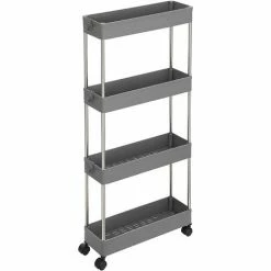 SONGMICS Desserte à Roulettes, Chariot De Rangement, Étagère Roulante, 4 Niveaux, Gain De Place, Pour Salle De Bain, Cuisine, Bureau, 40 X 13,5 X 86 Cm, Gris KSC008G01 - Gris