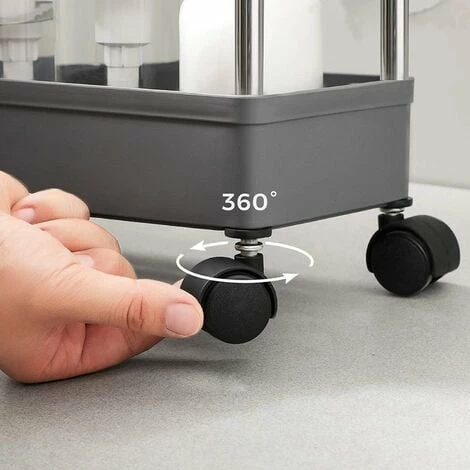 SONGMICS Desserte à Roulettes, Chariot De Rangement, Étagère Roulante, 4 Niveaux, Gain De Place, Pour Salle De Bain, Cuisine, Bureau, 40 X 13,5 X 86 Cm, Gris KSC008G01 - Gris 6 SONGMICS Desserte à Roulettes, Chariot De Rangement, Étagère Roulante, 4 Niveaux, Gain De Place, Pour Salle De Bain, Cuisine, Bureau, 40 X 13,5 X 86 Cm, Gris KSC008G01 - Gris – Image 4