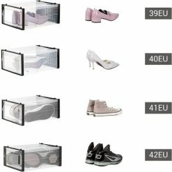 SONGMICS Boîtes à Chaussures, Lot De 18, Rangement Chaussures, Pliable, Pour Pointure Jusqu’à 44, Transparent Et Noir LSP18SBKV1 - Transparent Et Noir -SONGMICS Soldes 54470532 4