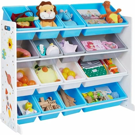 SONGMICS Meuble De Rangement Enfant, Organisateur Jouets 4 Niveaux, Étagère Avec 16 Bacs En Plastique Amovibles, Pour Chambre D'enfant, Salle De Jeux, Salon, Blanc, Bleu Et Gris GKR070W03 - Blanc, Bleu Et Gris 3 SONGMICS Meuble De Rangement Enfant, Organisateur Jouets 4 Niveaux, Étagère Avec 16 Bacs En Plastique Amovibles, Pour Chambre D'enfant, Salle De Jeux, Salon, Blanc, Bleu Et Gris GKR070W03 - Blanc, Bleu Et Gris