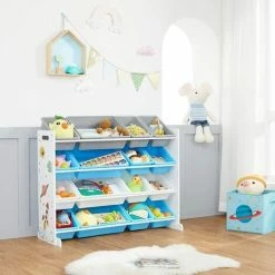 SONGMICS Meuble De Rangement Enfant, Organisateur Jouets 4 Niveaux, Étagère Avec 16 Bacs En Plastique Amovibles, Pour Chambre D'enfant, Salle De Jeux, Salon, Blanc, Bleu Et Gris GKR070W03 - Blanc, Bleu Et Gris 8 SONGMICS Meuble De Rangement Enfant, Organisateur Jouets 4 Niveaux, Étagère Avec 16 Bacs En Plastique Amovibles, Pour Chambre D'enfant, Salle De Jeux, Salon, Blanc, Bleu Et Gris GKR070W03 - Blanc, Bleu Et Gris -SONGMICS Soldes 54470534 2