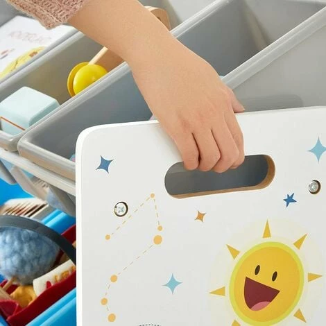 SONGMICS Meuble De Rangement Enfant, Organisateur Jouets 4 Niveaux, Étagère Avec 16 Bacs En Plastique Amovibles, Pour Chambre D'enfant, Salle De Jeux, Salon, Blanc, Bleu Et Gris GKR070W03 - Blanc, Bleu Et Gris 5 SONGMICS Meuble De Rangement Enfant, Organisateur Jouets 4 Niveaux, Étagère Avec 16 Bacs En Plastique Amovibles, Pour Chambre D'enfant, Salle De Jeux, Salon, Blanc, Bleu Et Gris GKR070W03 - Blanc, Bleu Et Gris – Image 3
