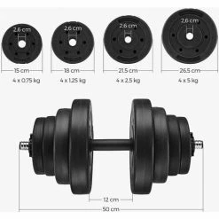 SONGMICS Lot De 2 Haltères Courts - Total 40 Kg - Pour Homme Et Femme - Pour Le Fitness, L'haltérophilie à La Maison - Noir - 50 X 26,5 X 26,5 Cm, SYL40HV1 - Noir -SONGMICS Soldes 54470535 5