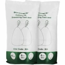 Sacs Poubelle Avec Poignées, Volume 30L, Sur Mesure, Sacs à Ordures Pour Double Poubelle 60L, Code Du Sac 30A, 2 Rouleaux, 90 Sacs, Résistant, étanche, Pour Cuisine, Blanc KRB30A02 Par SONGMICS - Blanc
