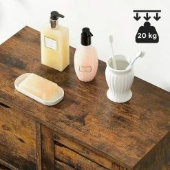 VASAGLE Meuble De Salle De Bain, Buffet, Armoire, Placard De Rangement Avec 3 Tiroirs, 2 étagères Intérieures Réglables En Hauteur, Pour Salon, Cuisine, Couloir, Marron Rustique Par SONGMICS BBK143X01 - Marron Rustique -SONGMICS Soldes 54701801 3